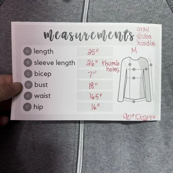 90 Degree by Reflex Gray Scuba Hoodie Women’s Size M Full Zip Thumbholes - Picture 4 of 4